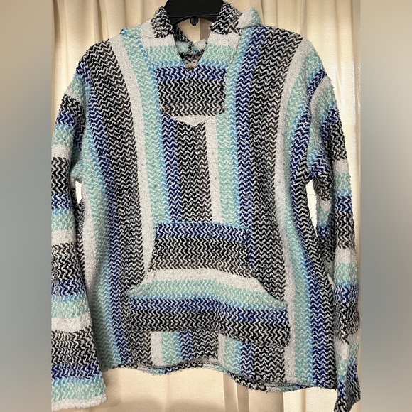 Earth Rags Baja Mexican Hoodie in Pistachio Size Large - Picture 10 of 10